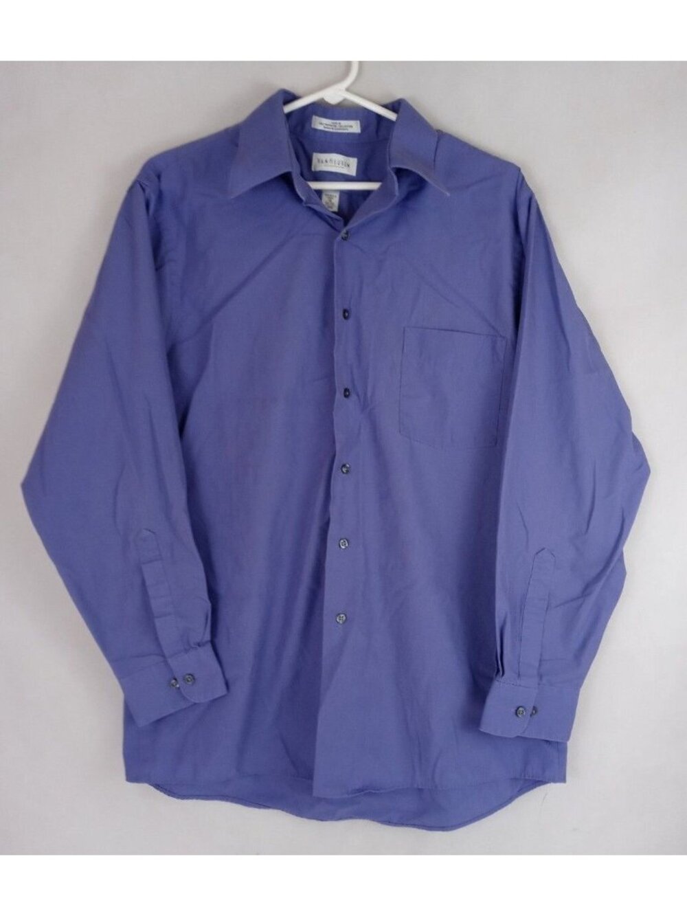 Van Heusen Wrinkle Free Men's Solid Purple Dress Shirt Size 16  32/33 Large